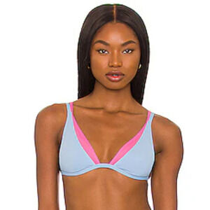 L*Space Finneas Bikini Top Blue Pink Size Small NWT